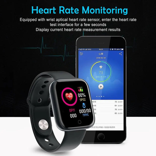 D20 y68 Smart Watches Electronic Sports Smartwatch Fitness Tracker For Android Smartphone IP67 Waterproof Watch