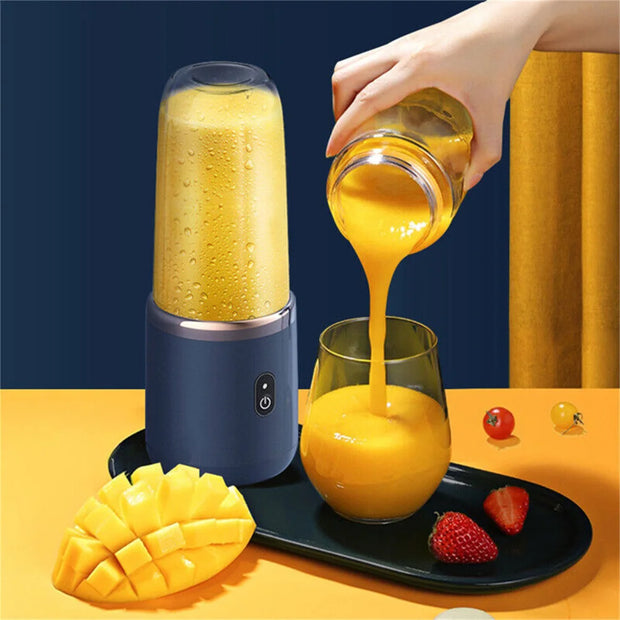 400ml Portable Mini Fruit Blender Electric Wireless Juicer With 6 Blades For Smoothies And Shakes, USB Rechargeable Mini Juicer